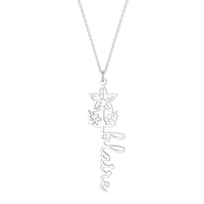 Bargainbazaar Birth Flower Name Necklace - Silver / December-holly