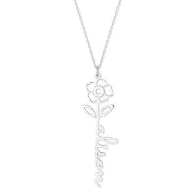 Bargainbazaar Birth Flower Name Necklace - Silver / February-violet