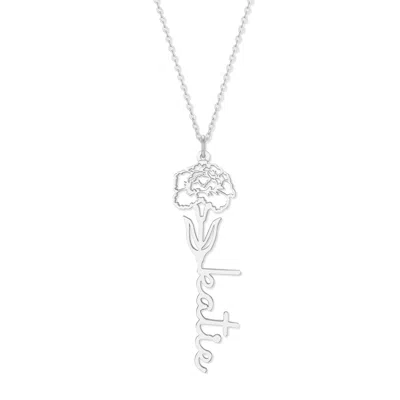 Bargainbazaar Birth Flower Name Necklace - Silver / January-carnation