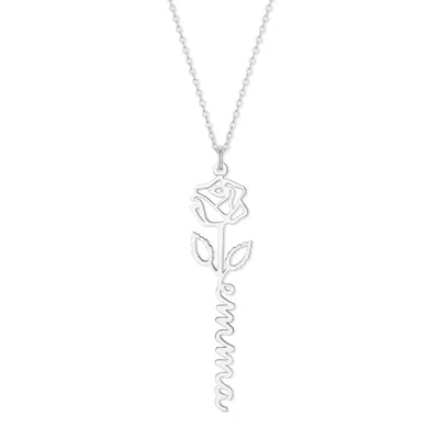 Bargainbazaar Birth Flower Name Necklace - Silver / June-rose
