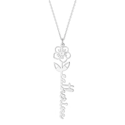 Bargainbazaar Birth Flower Name Necklace - Silver / March-cherry Blossom