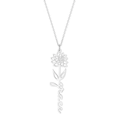 Bargainbazaar Birth Flower Name Necklace - Silver / November-chrysanthemum