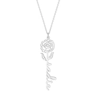 Bargainbazaar Birth Flower Name Necklace - Silver / September-peony