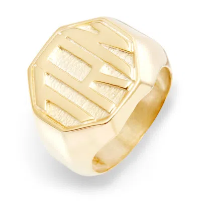 Bargainbazaar Block Monogram Octagon Gold Signet Ring