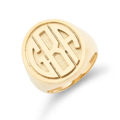 Bargainbazaar Block Monogram Signet Ring - Gold / 5