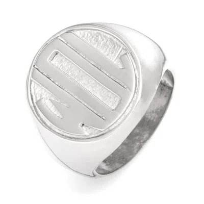 Bargainbazaar Block Monogram Signet Ring - Silver / 9