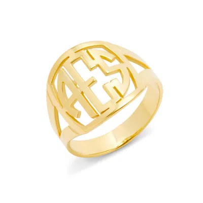 Bargainbazaar Custom Block Monogram Ring - Gold / 7