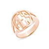 Bargainbazaar Custom Block Monogram Ring - Rose Gold / 5