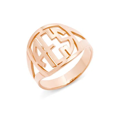 Bargainbazaar Custom Block Monogram Ring - Rose Gold / 9