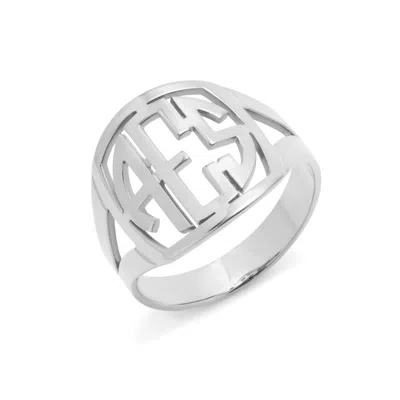 Bargainbazaar Custom Block Monogram Ring - Silver / 9