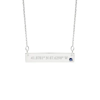 Bargainbazaar Custom Coordinate 14k White Gold Genuine Birthstone Name Bar Necklace
