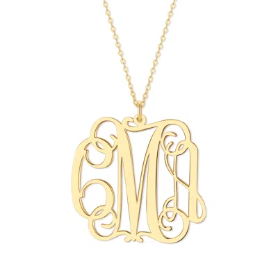 Bargainbazaar Custom Fancy Script Monogram Necklace - Gold / Large / 18 Inches