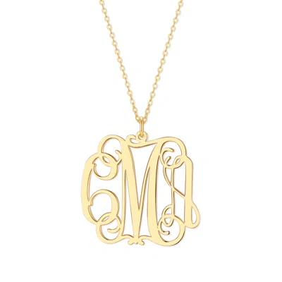 Bargainbazaar Custom Fancy Script Monogram Necklace - Gold / Medium / 20 Inches