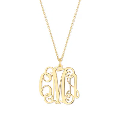 Bargainbazaar Custom Fancy Script Monogram Necklace - Gold / Small / 16 Inches