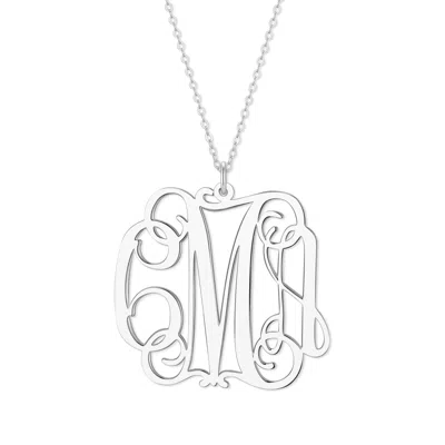 Bargainbazaar Custom Fancy Script Monogram Necklace - Silver / Large / 20 Inches