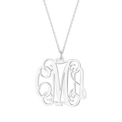 Bargainbazaar Custom Fancy Script Monogram Necklace - Silver / Medium / 18 Inches
