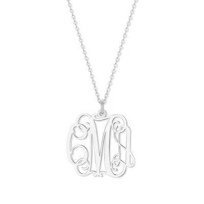 Bargainbazaar Custom Fancy Script Monogram Necklace - Silver / Small / 16 Inches