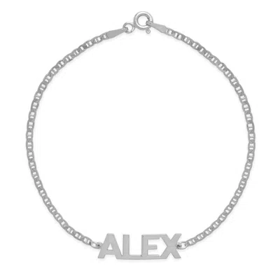 Bargainbazaar Custom Men's Modern Block Name Bracelet - Silver