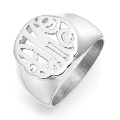 Bargainbazaar Custom Monogram Signet Ring - Silver / 7