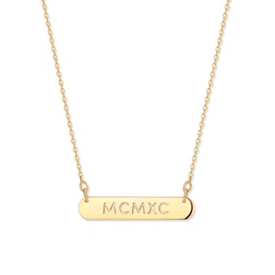 Bargainbazaar Custom Oval Name Bar Cutout Roman Numeral Necklace - Gold