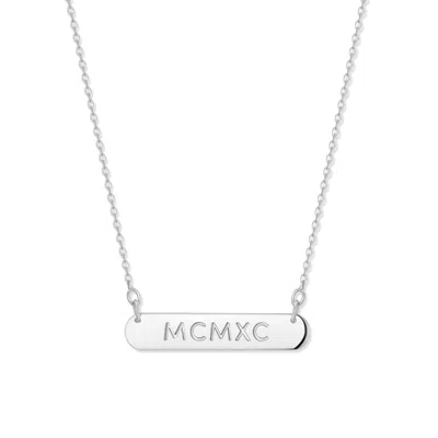 Bargainbazaar Custom Oval Name Bar Cutout Roman Numeral Necklace - Silver