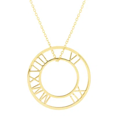 Bargainbazaar Gold  Roman Numeral Circle Pendant