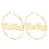 Bargainbazaar Large Gold Classic Style Script Name Earrings