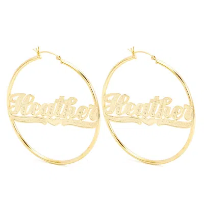 Bargainbazaar Large Gold Classic Style Script Name Earrings