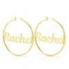 Bargainbazaar Magnolia Script Gold Name Hoops