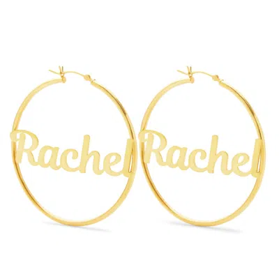 Bargainbazaar Magnolia Script Gold Name Hoops