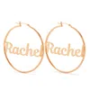 Bargainbazaar Magnolia Script Rose Gold Name Hoops