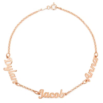 Bargainbazaar Magnolia Script Rose Gold Three Name Bracelet