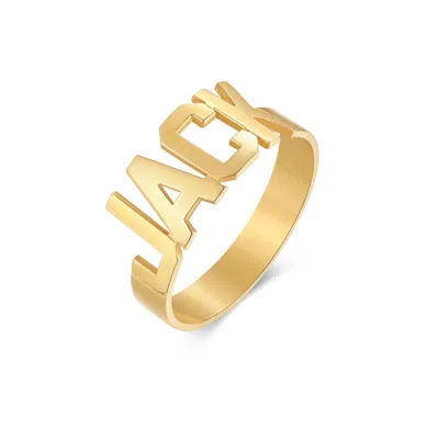 Bargainbazaar Men's Modern Block Gold Name Ring - 10