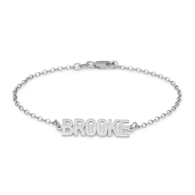 Bargainbazaar Modern Block Sterling Silver Name Bracelet