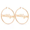 Bargainbazaar Modern Script Rose Gold Name Hoops