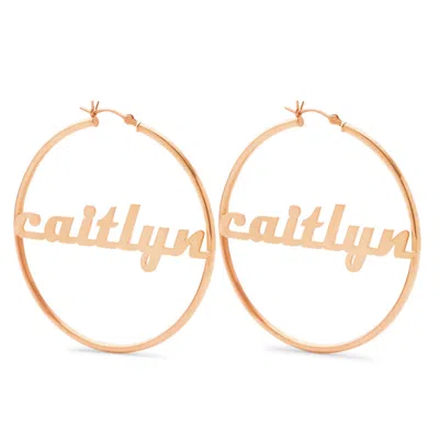 Bargainbazaar Modern Script Rose Gold Name Hoops