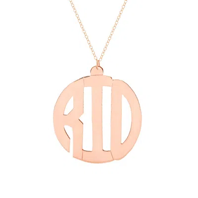 Bargainbazaar Rose Gold Block Style Monogram Necklace - Large / 18 Inches
