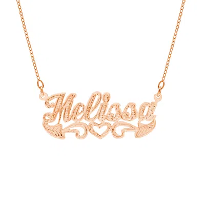 Bargainbazaar Rose Gold Vermeil Scriped Carved Name Plate Necklace - 18 Inches