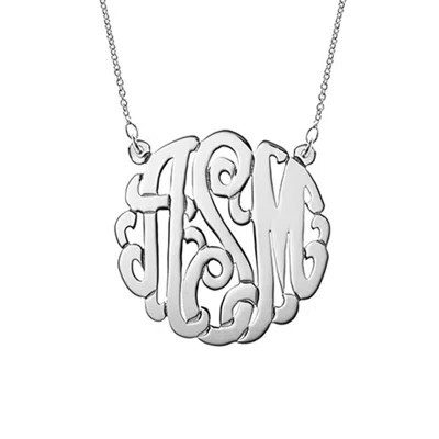 Bargainbazaar Sterling Silver Monogram Necklace - Small / 16 Inches