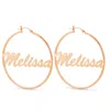 Bargainbazaar Thin Script Rose Gold Name Hoops