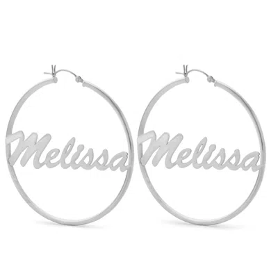 Bargainbazaar Thin Script Sterling Silver Name Hoops