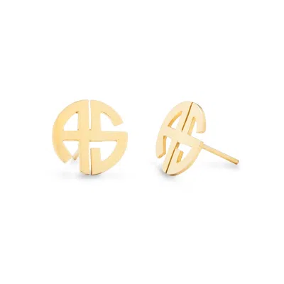 Bargainbazaar Two Initial Block Monogram Gold Earrings
