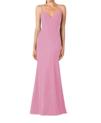 Bari Jay Flirty Mermaid Gown In Metalic Rose