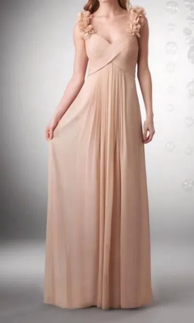 Bari Jay Flower Straps Bridesmaid Dress In Nude In Brown