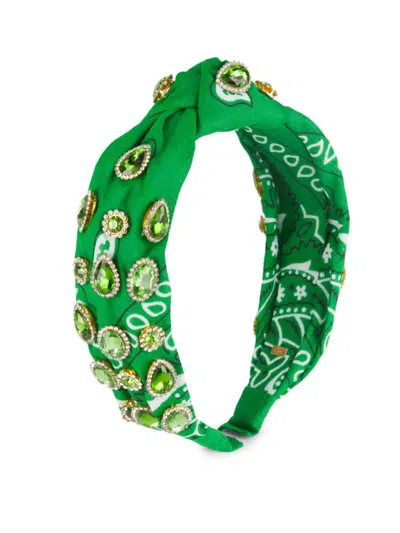 Bari Lynn Bandana Embellished Knot Headband In Green