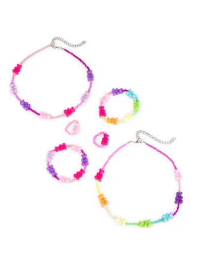 Bari Lynn Beaded Gummy Bear Bracelet, Necklace & Rings Set In Multi