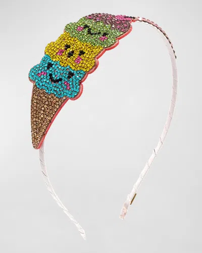Bari Lynn Kids' Girl's 3 Scoop Ice Cream Crystal Emoji Headband In Multi