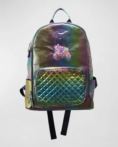 Bari Lynn Girl's Backpack W/ Iridized Confetti Gummy Bear Patch In Multi