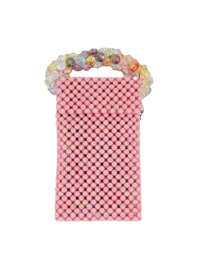 Bari Lynn Girl's Bejeweled & Micro Beaded Crossbody Bag In Pink