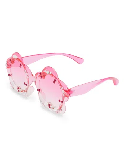 Bari Lynn Girl's Crystal Flower Sunglasses In Pink